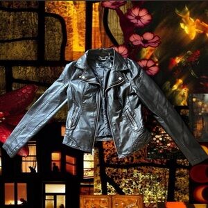 XS Black Faux Leather Jacket